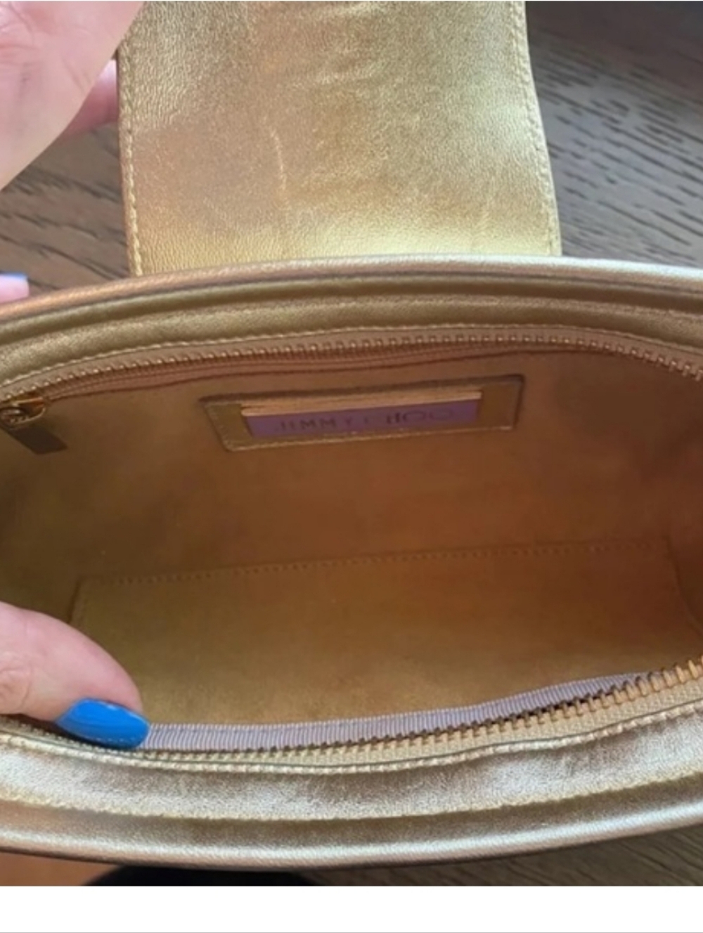 Jimmy Choo Metallic Bronze Leather Wristlet Clutch - Picture 4 of 8
